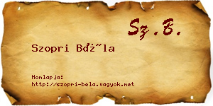 Szopri Béla névjegykártya
